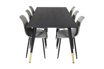 Daicy Spisegruppe 180 cm inkl. 6 Ypas Stoler - Svart/Messing/Grå - Møbler - Bord - Spisegruppe