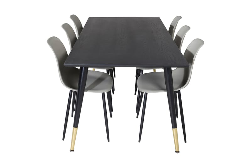 Daicy Spisegruppe 180 cm inkl. 6 Ypas Stoler - Svart/Messing/Grå - Møbler - Bord - Spisegruppe