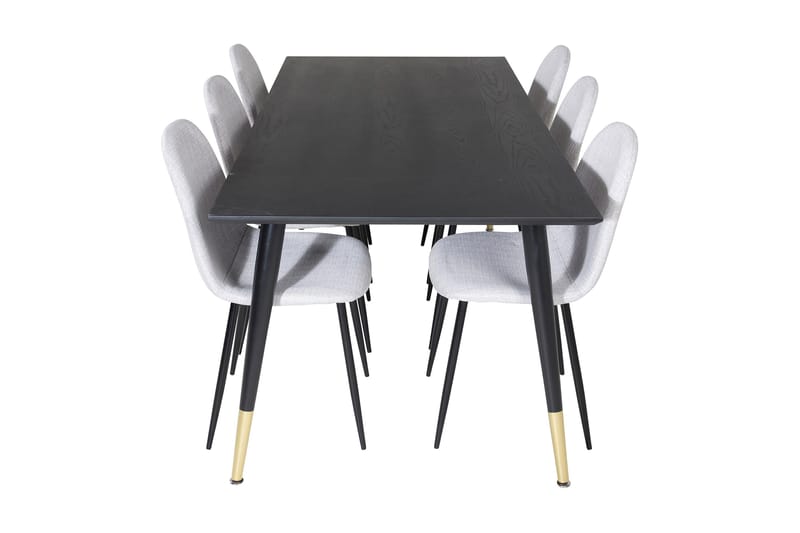 Daicy Spisegruppe 180 cm inkl. 6 Ypas Stoler - Svart/Messing/Grå - Møbler - Bord - Spisegruppe
