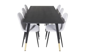 Daicy Spisegruppe 180 cm inkl. 6 Ypas Stoler - Svart/Messing/Grå - Møbler - Bord - Spisegruppe