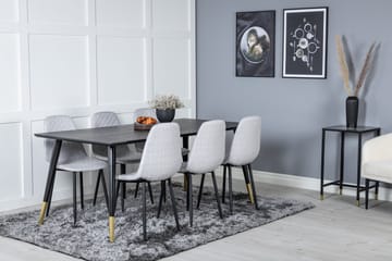 Daicy Spisegruppe 180 cm inkl. 6 Ypas Stoler - Svart/Messing/Grå - Møbler - Bord - Spisegruppe