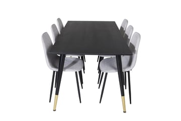 Daicy Spisegruppe 180 cm inkl. 6 Ypas Stoler - Svart/Messing/Grå - Møbler - Bord - Spisegruppe