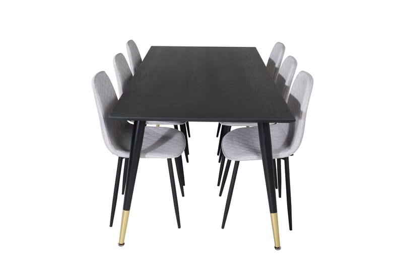Daicy Spisegruppe 180 cm inkl. 6 Ypas Stoler - Svart/Messing/Grå - Møbler - Bord - Spisegruppe