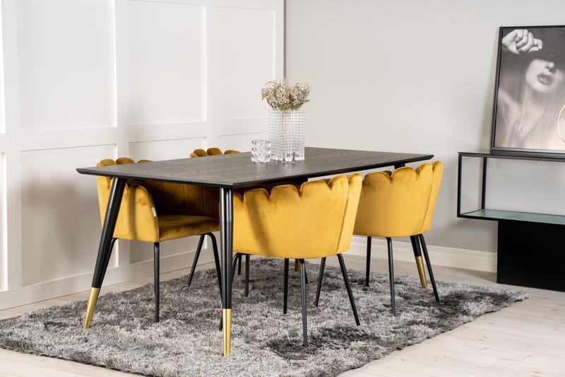Daicy Spisegruppe 180 cm med 4 Limhamn Spisestoler Gul - Furniture Fashion - Møbler - Bord - Spisegruppe