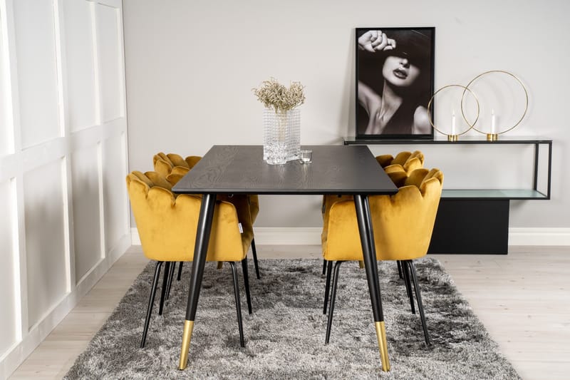 Daicy Spisegruppe 180 cm med 4 Limhamn Spisestoler Gul - Furniture Fashion - Møbler - Bord - Spisegruppe