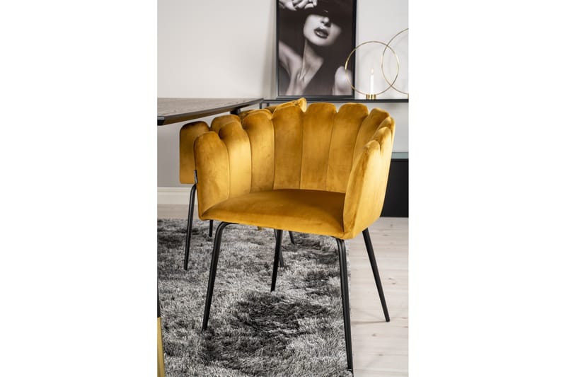 Daicy Spisegruppe 180 cm med 4 Limhamn Spisestoler Gul - Furniture Fashion - Møbler - Bord - Spisegruppe