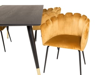 Daicy Spisegruppe 180 cm med 4 Limhamn Spisestoler Gul - Furniture Fashion - Møbler - Bord - Spisegruppe