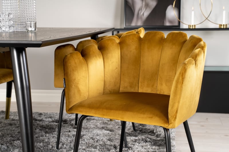 Daicy Spisegruppe 180 cm med 4 Limhamn Spisestoler Gul - Furniture Fashion - Møbler - Bord - Spisegruppe