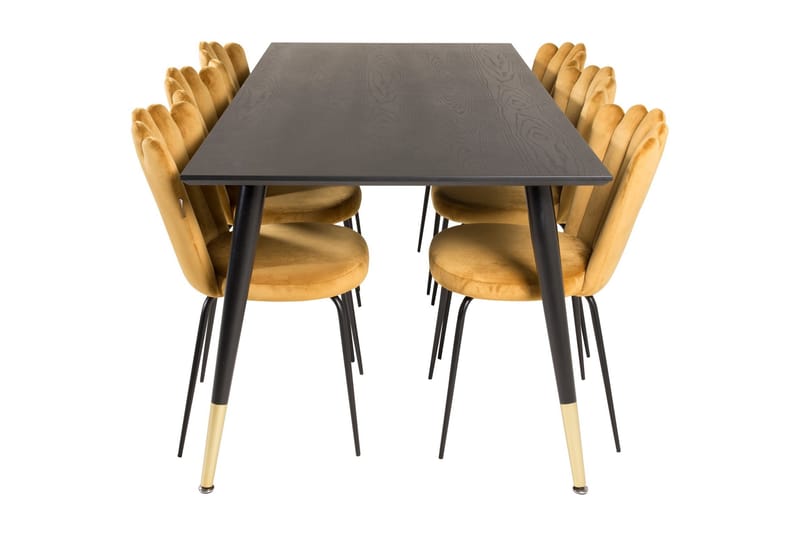 Daicy Spisegruppe 180 cm med 6 Limhamn Spisestoler Gul - Furniture Fashion - Møbler - Bord - Spisegruppe