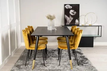 Daicy Spisegruppe 180 cm med 6 Limhamn Spisestoler Gul - Furniture Fashion - Møbler - Bord - Spisegruppe