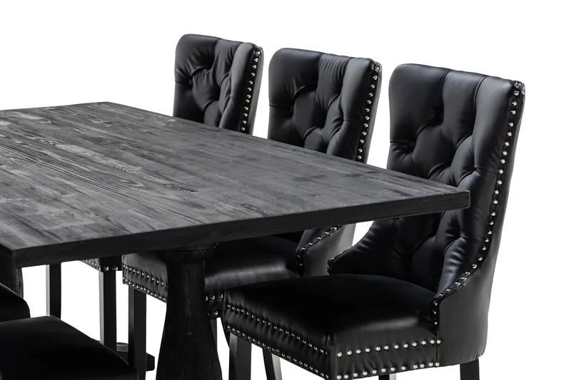 Dijon Spisegruppe 200 cm inkl. 6 Bergviken Stoler Kunstlær - Brun - Møbler - Bord - Spisegruppe