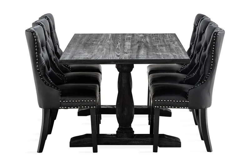 Dijon Spisegruppe 200 cm inkl. 6 Bergviken Stoler Kunstlær - Brun - Møbler - Bord - Spisegruppe
