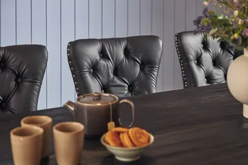 Dijon Spisegruppe 200 cm inkl. 6 Bergviken Stoler Kunstlær - Brun - Møbler - Bord - Spisegruppe