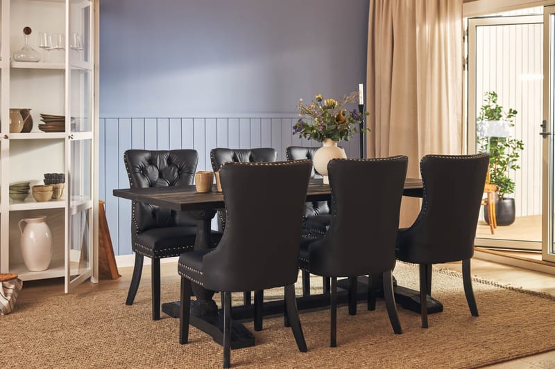 Dijon Spisegruppe 200 cm inkl. 6 Bergviken Stoler Kunstlær - Brun - Møbler - Bord - Spisegruppe