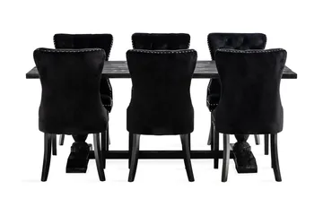 Dijon Spisegruppe 200 cm Rektangulært Spisebord med 6 Bergviken Stoler - Brun / Svart / Fløyel - Oppbevaring - Oppbevaringsmøbler - Sideboard & skjenk
