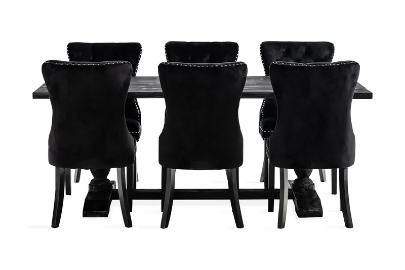 Dijon Spisegruppe 200 cm Rektangulært Spisebord med 6 Bergviken Stoler - Brun / Svart / Fløyel - Oppbevaring - Oppbevaringsmøbler - Sideboard & skjenk