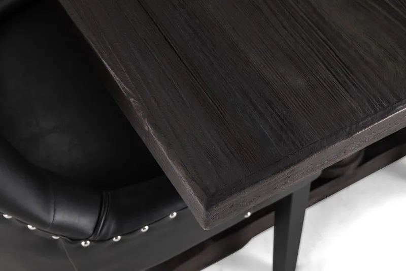 Dijon Spisegruppe 200 cm Rektangulært Spisebord med 6 Tuva Stoler - Vintage Tre / Svart PU - Møbler - Bord - Spisegruppe