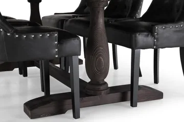 Dijon Spisegruppe 200 cm Rektangulært Spisebord med 6 Tuva Stoler - Vintage Tre / Svart PU - Møbler - Bord - Spisegruppe