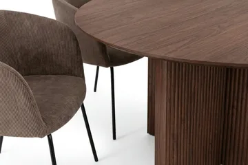 Edda spisegruppe rund 130 cm valnøtt med 6 Berit spisestoler - Valnøtt - Møbler - Bord - Spisegruppe