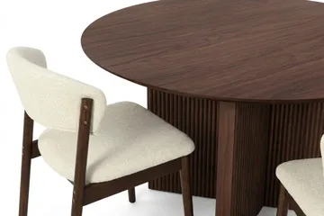 Edda spisegruppe rund 130 cm valnøtt med 6 Nala spisestoler - Valnøtt - Møbler - Bord - Spisegruppe