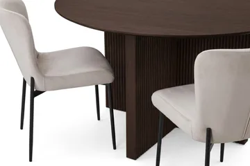 Edda spisegruppe rund 150 cm røkt eik med 6 Elsie spisestoler - Røkt eik/beige - Møbler - Bord - Spisegruppe