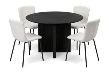 Edda Spisegruppe rundt 110 cm Svart med 4 Katy spisestoler - Svart - Møbler - Bord - Spisegruppe