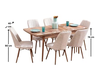 Extendable Dining Table & Chairs Set (7 Pieces) Homitis - Møbler - Bord - Spisegruppe