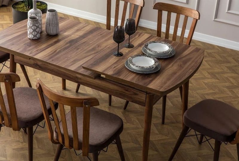 Extendable Dining Table & Chairs Set (7 Pieces) Homitis - Møbler - Bord - Spisegruppe