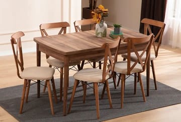 Extendable Dining Table & Chairs Set (7 Pieces) Homitis - Møbler - Bord - Spisegruppe