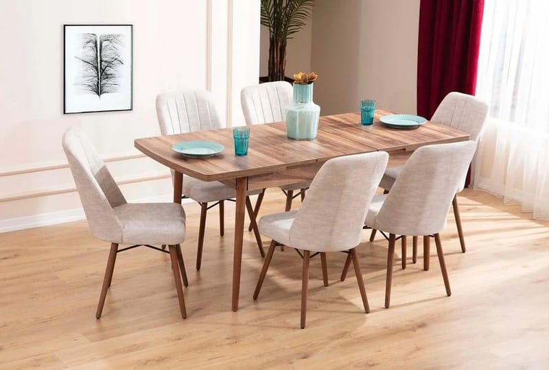 Extendable Dining Table & Chairs Set (7 Pieces) Homitis - Møbler - Bord - Spisegruppe