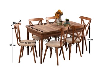 Extendable Dining Table & Chairs Set (7 Pieces) Homitis - Møbler - Bord - Spisegruppe