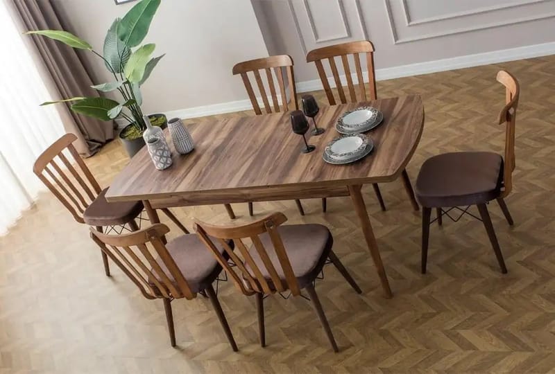 Extendable Dining Table & Chairs Set (7 Pieces) Homitis - Møbler - Bord - Spisegruppe