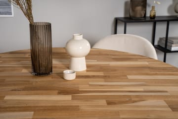 Ezra Spisegruppe 100 cm Rund inkl. 4 Valera Cordfløyelstoler - Teak/Svart/Beige - Møbler - Bord - Spisegruppe