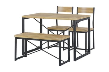 Flixton Spisegruppe 110 cm Inkl. 2 stoler + benk - Lysebrun/Svart - Møbler - Bord - Spisegruppe