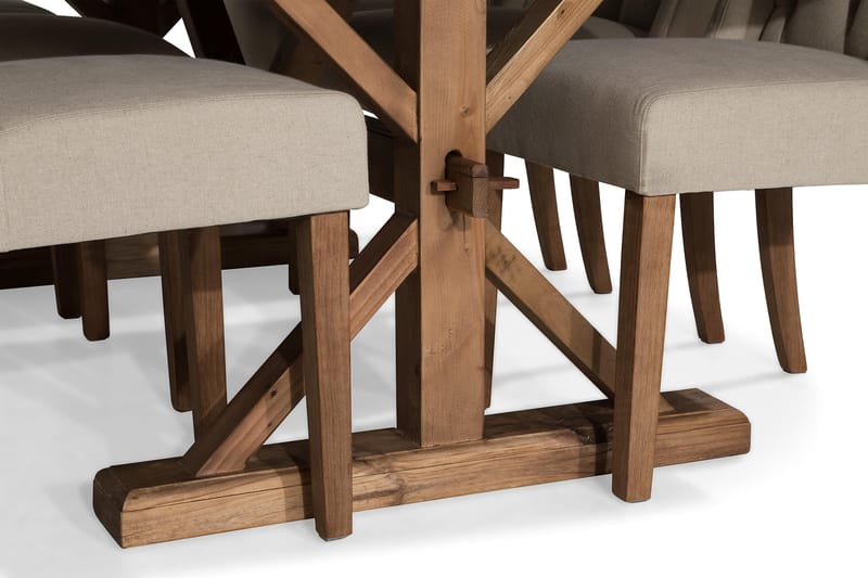 Forlengningsbar Spisegruppe Yorkshire 200 cm m 6 Isolde Stol - Natur|Beige|Grå - Møbler - Bord - Spisegruppe