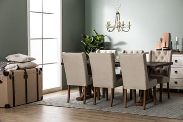 Forlengningsbar Spisegruppe Yorkshire 200 cm m 6 Isolde Stol - Natur|Beige|Grå - Møbler - Bord - Spisegruppe