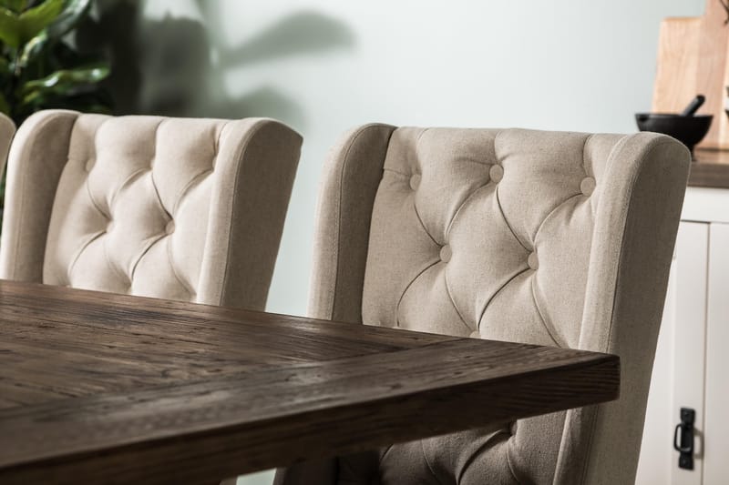 Forlengningsbar Spisegruppe Yorkshire 200 cm m 6 Isolde Stol - Natur|Beige|Grå - Møbler - Bord - Spisegruppe