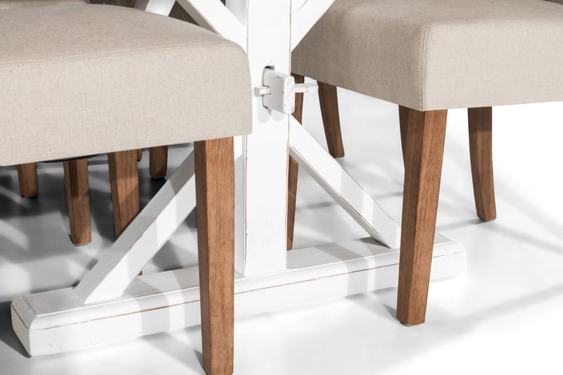 Forlengningsbar Spisegruppe Yorkshire 200 cm m 6 Isolde Stol - Natur|Hvit|Beige - Møbler - Bord - Spisegruppe