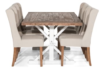 Forlengningsbar Spisegruppe Yorkshire 200 cm m 6 Isolde Stol - Natur|Hvit|Beige - Møbler - Bord - Spisegruppe