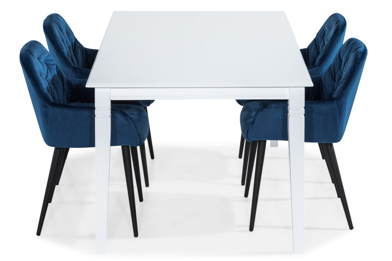 Hartford Spisebord 180 cm 4 Giovanni Stoler Fløyel - Blå|Hvit|Svart - Spisegruppe