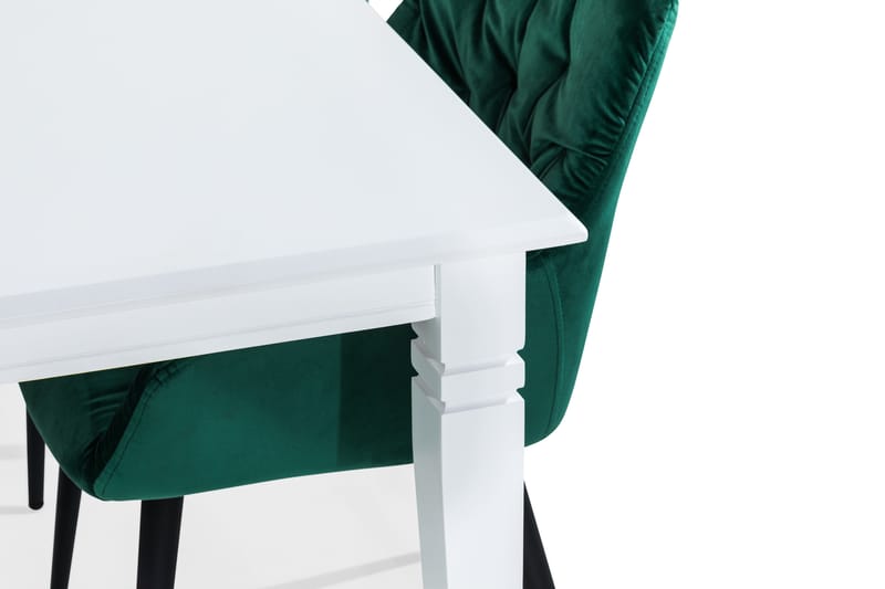 Hartford Spisebord 180 cm 4 Giovanni Stoler Fløyel - Grønn|Hvit|Svart - Spisegruppe