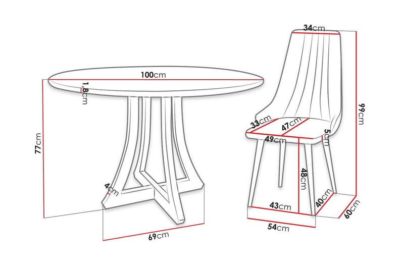 Hollan Spisegruppe Rosa - Møbler - Bord - Spisegruppe