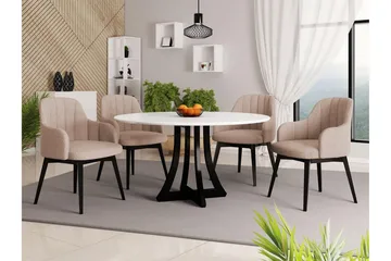 Hollan Spisegruppe Rund Beige|Hvit|Svart - Møbler - Bord - Spisegruppe