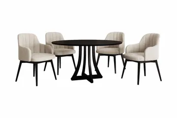 Hollan Spisegruppe Rund Beige|Hvit|Svart - Møbler - Bord - Spisegruppe