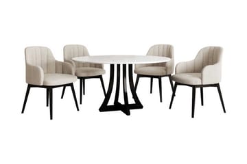 Hollan Spisegruppe Rund Beige|Hvit|Svart - Møbler - Bord - Spisegruppe