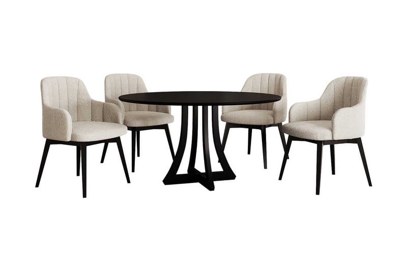Hollan Spisegruppe Rund Beige|Hvit|Svart