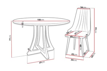 Hollan Spisegruppe Rund Grå - Møbler - Bord - Spisegruppe