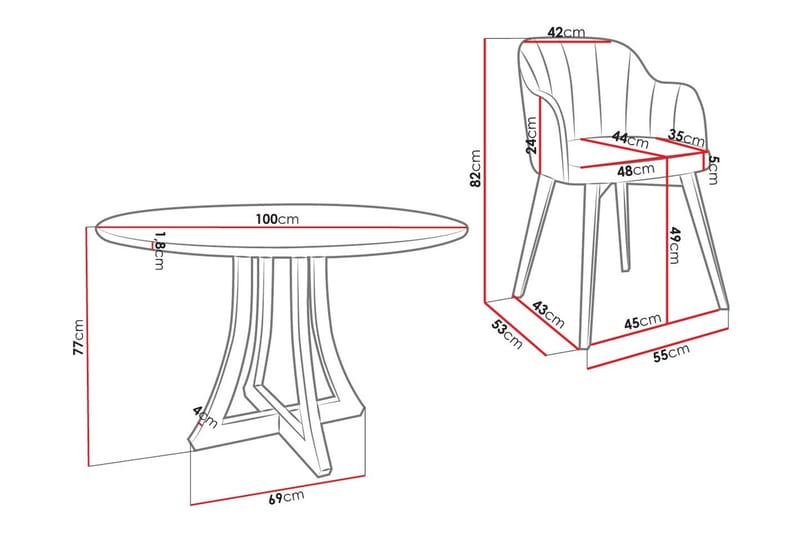 Hollan Spisegruppe Rund Hvit|Svart - Møbler - Bord - Spisegruppe