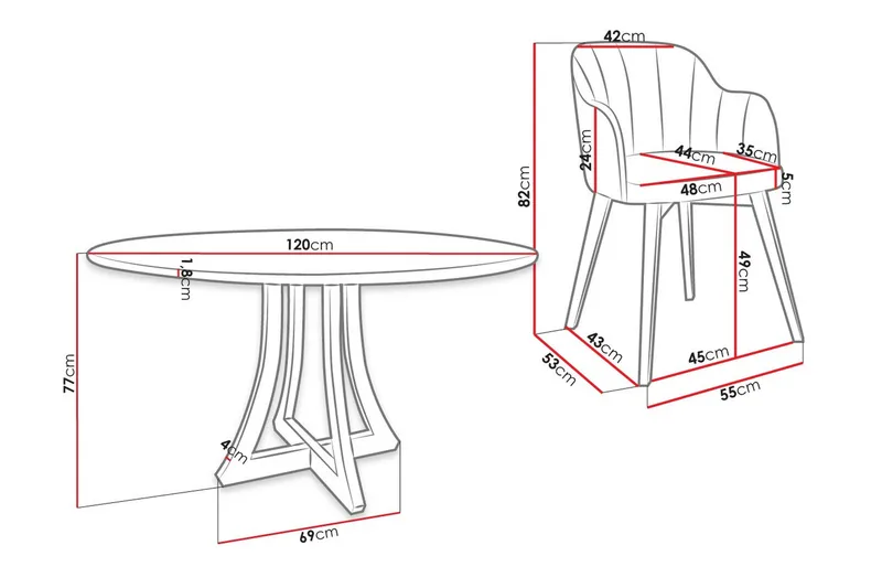 Hollan Spisegruppe Rund Hvit|Svart - Møbler - Bord - Spisegruppe
