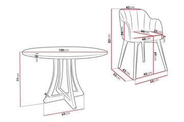 Hollan Spisegruppe Rund Hvit|Svart - Møbler - Bord - Spisegruppe